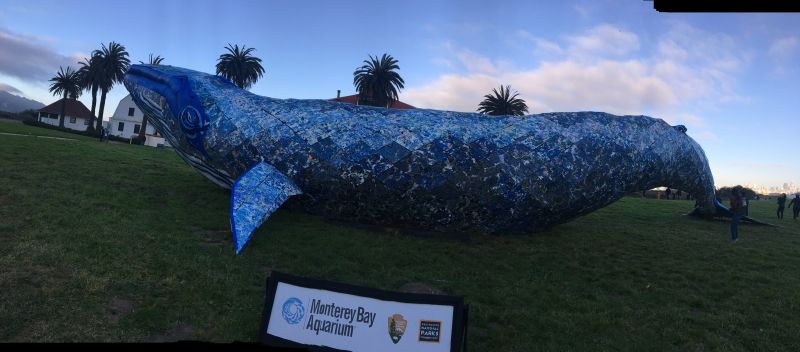 Plastic blue whale with...