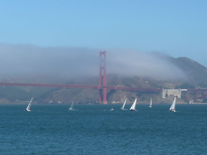 Headed for the bridge,<BR>(fog arriving)