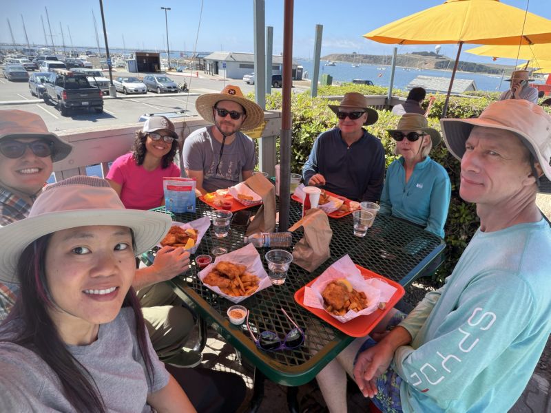 At Barbara's Fish Trap<br>Renaae & Bryce<br>Joanna & Anthony,<br>Rick, Kathy, Dan